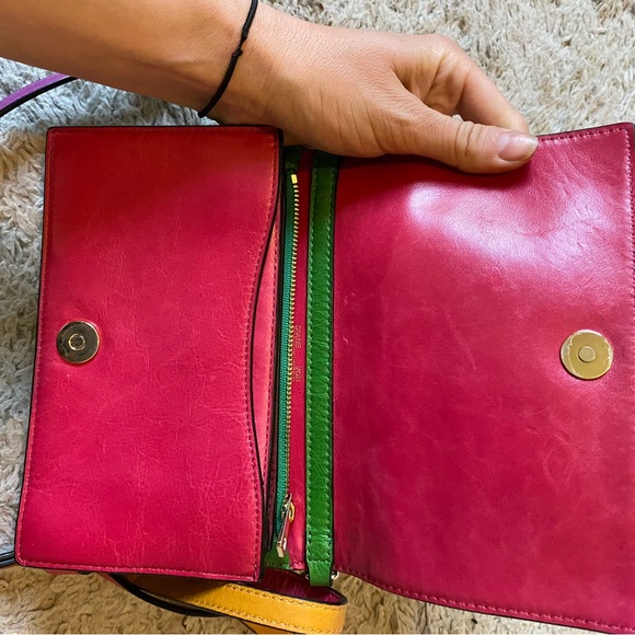 Authentic DVF Disco Soiree Leather Color Block Crossbody Mini Bag Purse - Picture 5 of 10